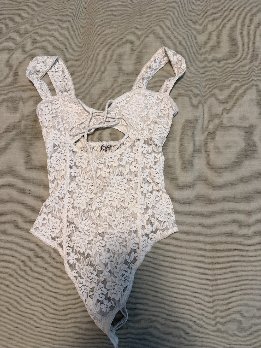 Free People Cream Lace One-Piece Bodysuit